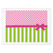 Preppy Roze en Lime Green Striped Tafelkleed (Voorkant (Horizontaal))