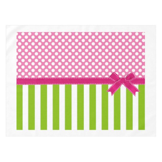 Preppy Roze en Lime Green Striped Tafelkleed (Voorkant (Horizontaal))