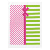 Preppy Roze en Lime Green Striped Tafelkleed (Voorkant)