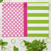 Preppy Roze en Lime Green Striped Theedoek (Gevouwen)