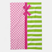 Preppy Roze en Lime Green Striped Theedoek (Verticaal)