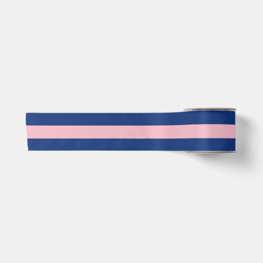 Preppy Roze en Marine Gestreepte Satijnen Lint (Voorkant)