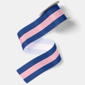 Preppy Roze en Marine Gestreepte Satijnen Lint (Achterkant)