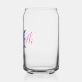 Preppy Roze en Marineblauwe Monogram Blikvorm Glas (Links)