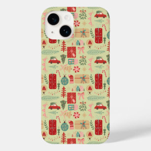 Preppy Roze en Mint Groene Coquette Kerstmis Case-Mate iPhone 14 Hoesje