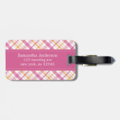 Preppy roze en Oranje speldenpatroon Bagagelabel (Achterkant horizontaal)