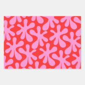 Preppy Roze en Rode Amoeba Hedendaags Patroon Inpakpapier Vel (Voorkant 2)