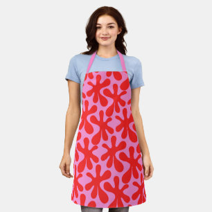 Preppy Roze en Rode Amoebe Huidige Patroon Schort