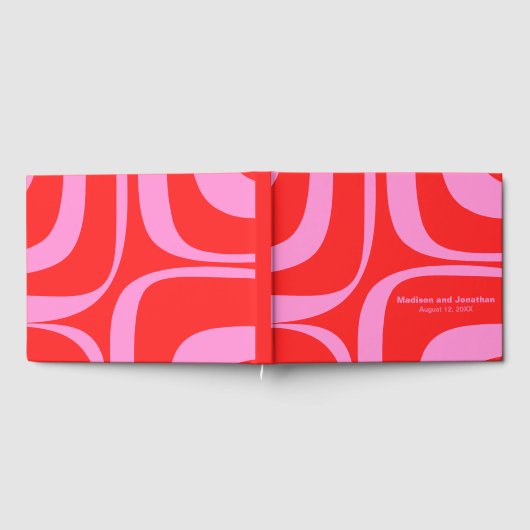 Preppy Roze en Rode Retro Groove Gepersonaliseerd Gastenboek (Volledig)