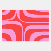 Preppy roze en rode retro patronen inpakpapier vel (Voorkant 3)