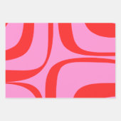 Preppy roze en rode retro patronen inpakpapier vel (Voorkant)