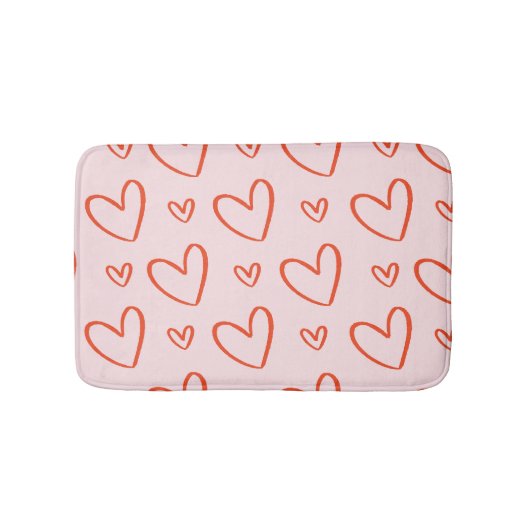 Preppy roze en rood hart illustraties badmat (Voorkant)