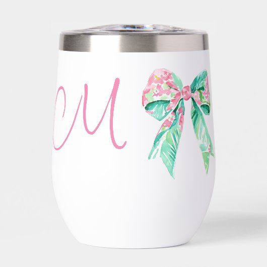 Preppy Roze en Turquoise Bloemen Monogram (Voorkant)