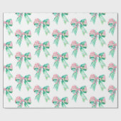 Preppy Roze en Turquoise Bloemenbogen Cadeaupapier (Vlak)