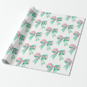 Preppy Roze en Turquoise Bloemenbogen Cadeaupapier (Uitgerold)
