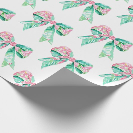 Preppy Roze en Turquoise Bloemenbogen Cadeaupapier (Hoek)