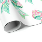 Preppy Roze en Turquoise Bloemenbogen Cadeaupapier (Rol Hoek)