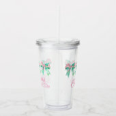 Preppy Roze en Turquoise Bloemenbogen Gepersonalis Acryl Drinkbeker (Rechts)