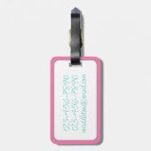 Preppy Roze en Turquoise Bloemenbogen Gepersonalis Bagagelabel (Achterkant verticaal)