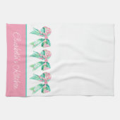 Preppy Roze en Turquoise Bloemenbogen Gepersonalis Theedoek (Horizontaal)