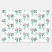 Preppy Roze en Turquoise Bloemenbogen Inpakpapier Vel (Voorkant)