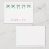 Preppy Roze en Turquoise Bloemenbogen Notitiekaartje (Voorkant / Achterkant)