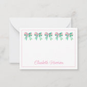 Preppy Roze en Turquoise Bloemenbogen Notitiekaartje (Voorkant)