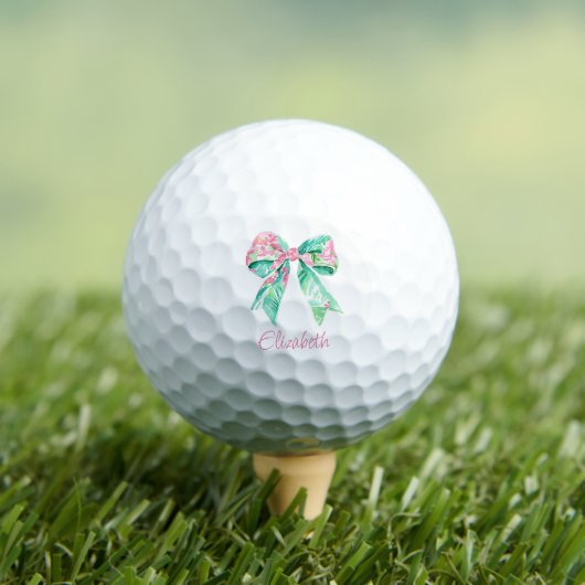 Preppy Roze en Turquoise Bloemenboog Gepersonalise Golfballen (Insitu Shirt)