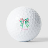 Preppy Roze en Turquoise Bloemenboog Gepersonalise Golfballen (Voorkant)
