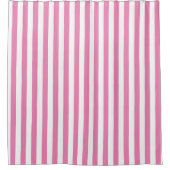 Preppy roze en White Stripes Geometric Pattern Douchegordijn (Voorkant)