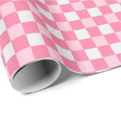 Preppy roze en witte gingham  cadeaupapier (Rol Hoek)