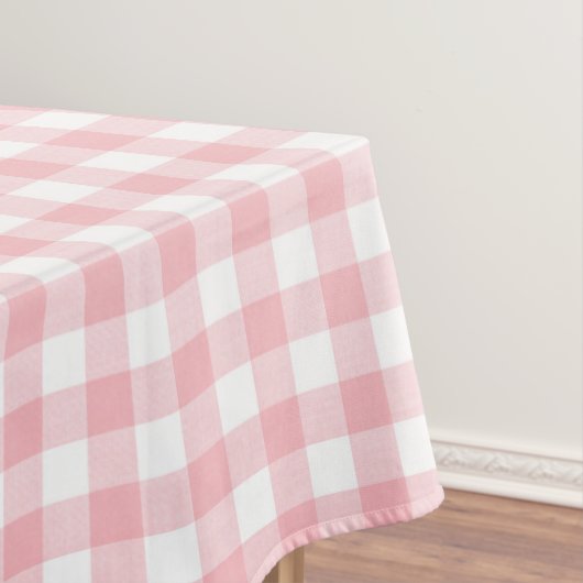 Preppy Roze en Witte Gingham Tafelkleed (Voorbeeld)
