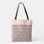 Preppy Roze en Zwarte Plaid Tote Bag (Achterkant)