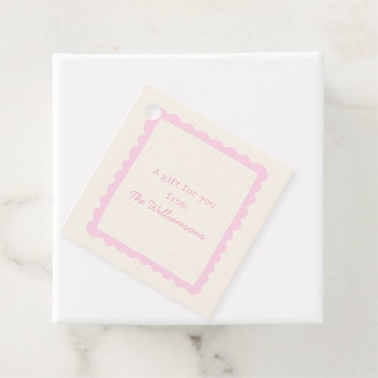 Preppy Roze Fantasie Rand Aangepast Geschenk Van Bedankjes Labels (In situ)
