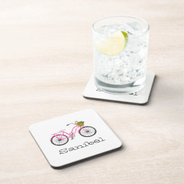 Preppy Roze Fietslocatie Naam Zomer Fun Bier Onderzetter