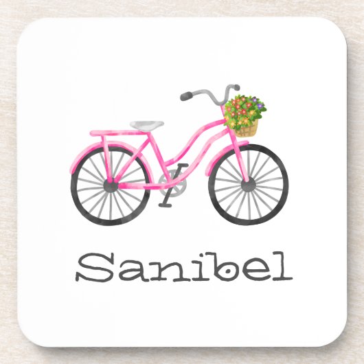 Preppy Roze Fietslocatie Naam Zomer Fun Bier Onderzetter (Voorkant)