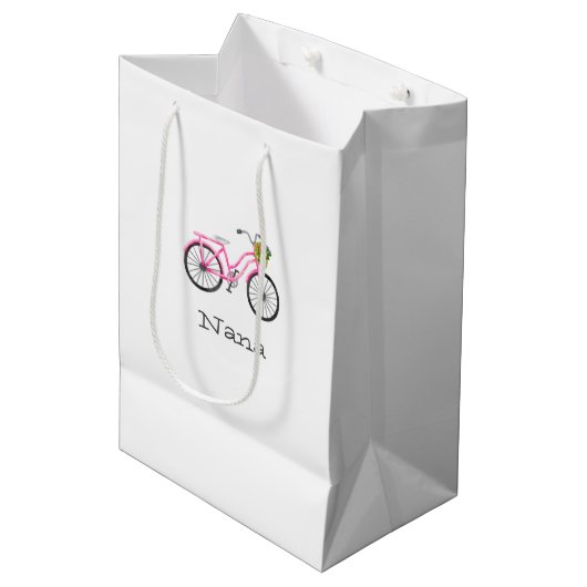 Preppy Roze Fietsnaam Bloemmand Zomerplezier Medium Cadeauzakje (Voorkant Gekanteld)