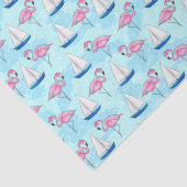 Preppy Roze Flamingo & Blauwe Zeilboot Kust- Tissuepapier (Detail)