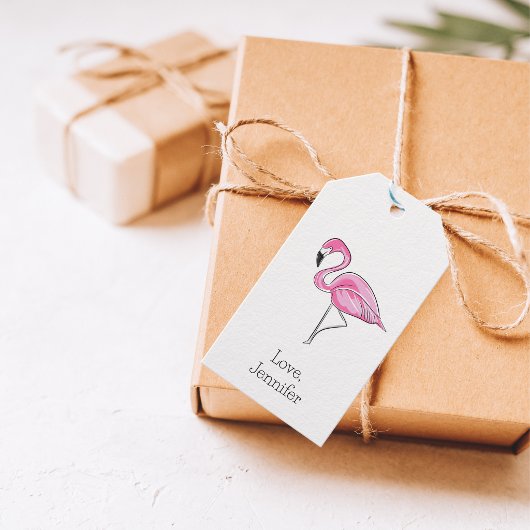 Preppy Roze Flamingo Persoonlijk Cadeaulabel