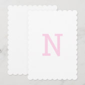 Preppy Roze Gemberpot Monogram Eerste Vlag Kaart (Voorkant / Achterkant)