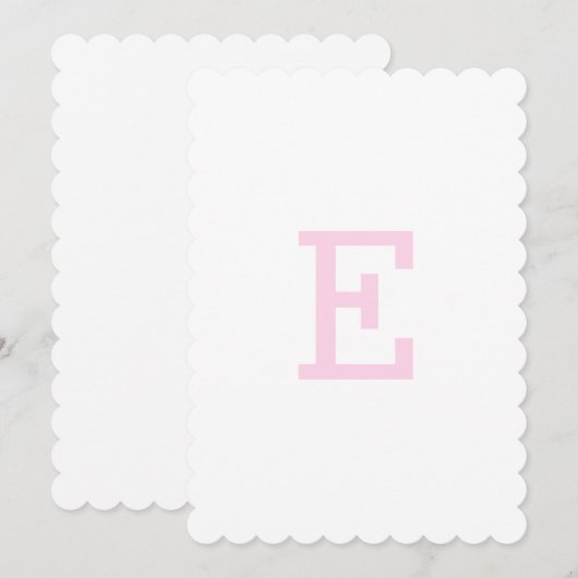 Preppy Roze Gemberpot Monogram Eerste Vlag Kaart (Voorkant / Achterkant)