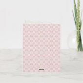 Preppy Roze Geruite Baby Shower Bedankt  (Achterkant)