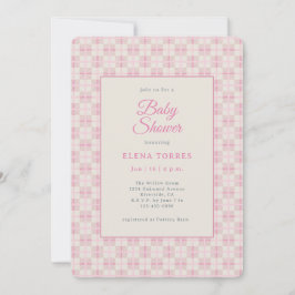 Preppy Roze Geruite Baby Shower Uitnodiging