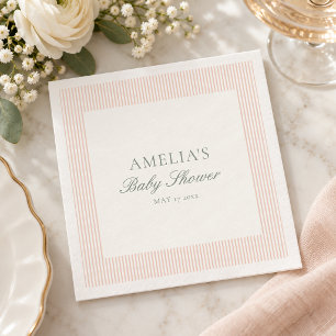 Preppy Roze Gestreepte Baby Shower Brunch Decorati Servet