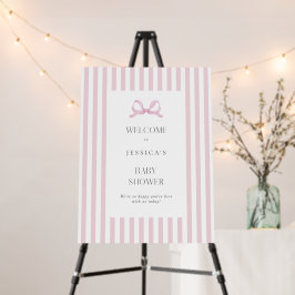 Preppy Roze Gestreepte Boog Baby shower Welkomstbo
