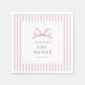 Preppy Roze Gestreepte Bow Baby shower Servetten (Voorkant)
