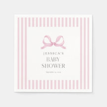 Preppy Roze Gestreepte Bow Baby shower Servetten