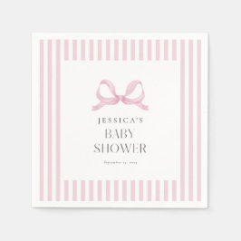 Preppy Roze Gestreepte Bow Baby shower Servetten