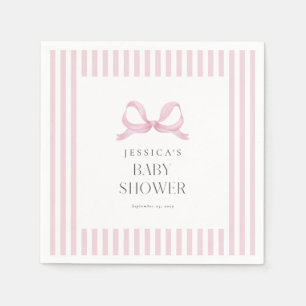 Preppy Roze Gestreepte Bow Baby shower Servetten