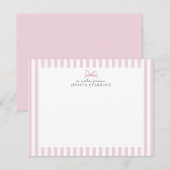 Preppy Roze Gestreepte Bow Gepersonaliseerde Notit Kaart (Voorkant / Achterkant)